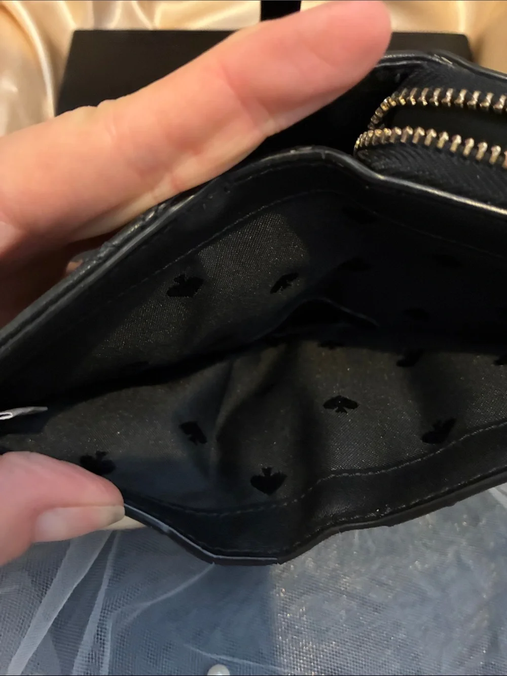 kate spade Black Quilted Leather Zip Wallet